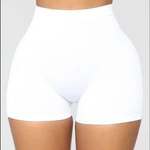 Fashion Nova seamless shorts in white